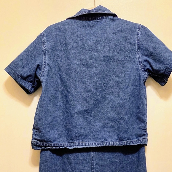 Vintage Agapo Denim floral and leaves maxi dress and button down combo size MP - Picture 7 of 7